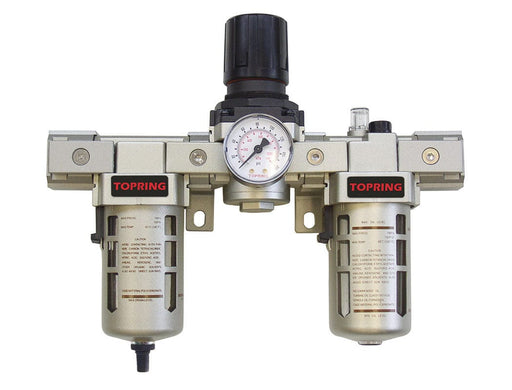 TOPRING Air Preparation Airflo FRLs 51.416 : TOPRING AIRFLO 400 FILTER + REGULATOR + LUBRICATOR (GAUGE INCLUDED) 1/2 AUTO