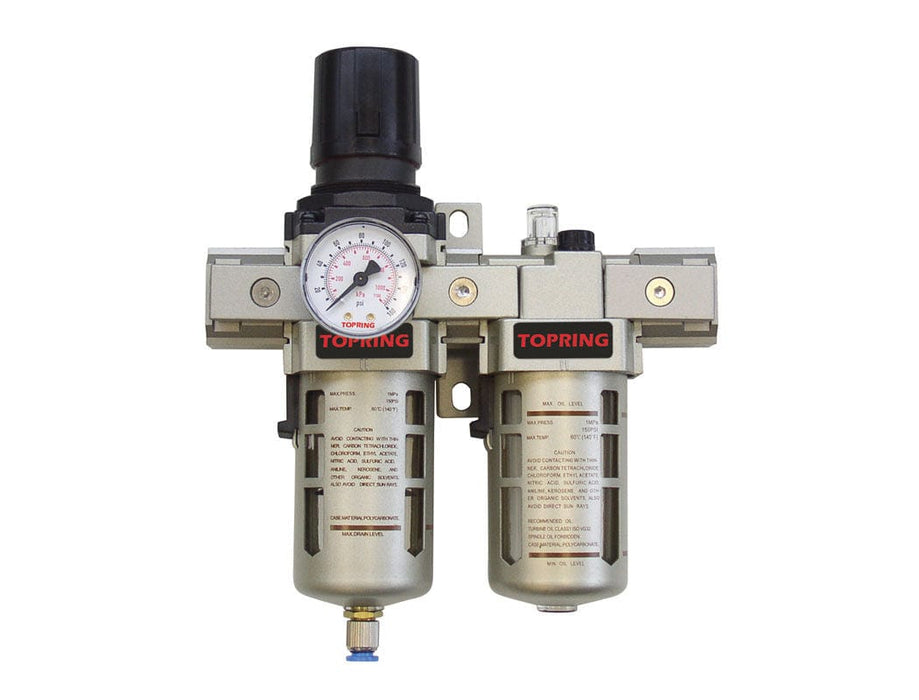 TOPRING Air Preparation Airflo FRLs 51.420 : TOPRING AIRFLO 400 FILTER/REGULATOR + LUBRICATOR (GAUGE INCLUDED) 3/8 SEMI-AUTO