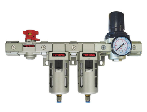 TOPRING Air Preparation Airflo FRLs 51.496.01 : TOPRING SOFT START VALVE + FILTER + COALESCING FILTER + REGULATOR 3/8 INCH SEMI-AUTOMATIC WITH STANDARD BOWL - AIRFLO 400