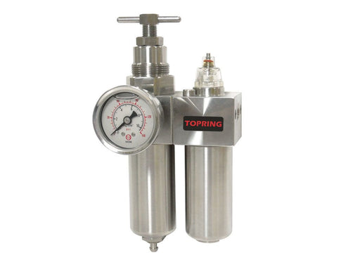 TOPRING Air Preparation Airflo FRLs 51.705 : TOPRING AIRFLO STAINLESS STEEL 200 FILTER/REGULATOR+LUBRICATOR 1/4 SEMI-AUTO