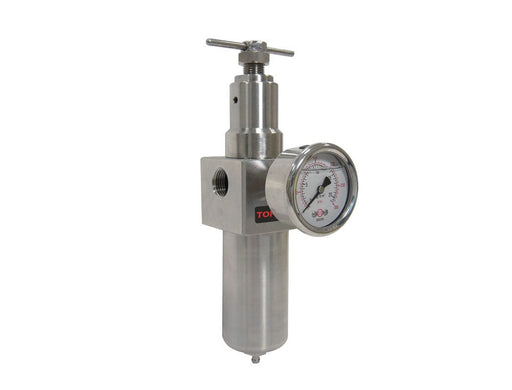 TOPRING Air Preparation Airflo FRLs 51.750 : TOPRING AIRFLO STAINLESS STEEL 300 INTEGRATED FILTER/REGULATOR (GAUGE INCLUDED) 3/8 SEMI-AUTO