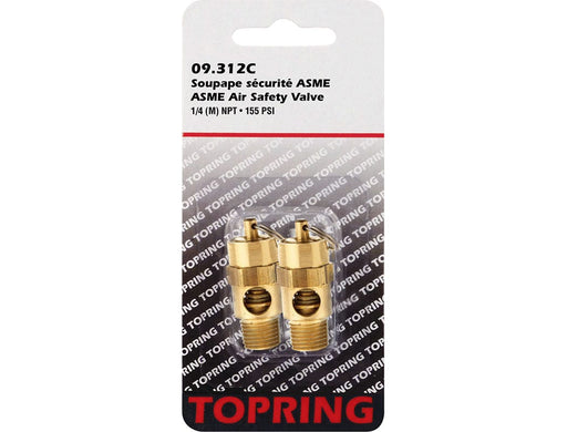 TOPRING Air Tank and Compressor Safety Check Valves 09.312C : TOPRING ASME AIR SAFETY VALVE 1/4 (M) NPT 155 PSI