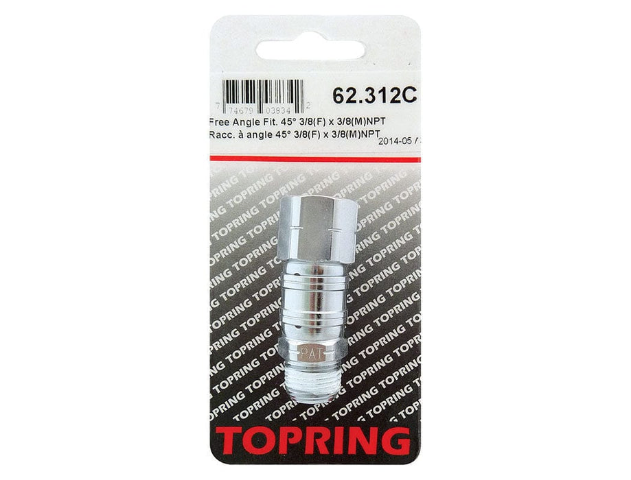 TOPRING Air Tool Accessories 62.312C : TOPRING 45° FREE ANGLE FITTING 1/4 (F) X 1/4 (M) NPT AIRPRO