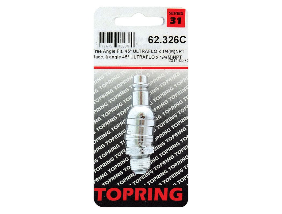 TOPRING Air Tool Accessories 62.326C : TOPRING 45° FREE ANGLE FITTING ULTRAFLO X 1/4 (M) NPT AIRPRO