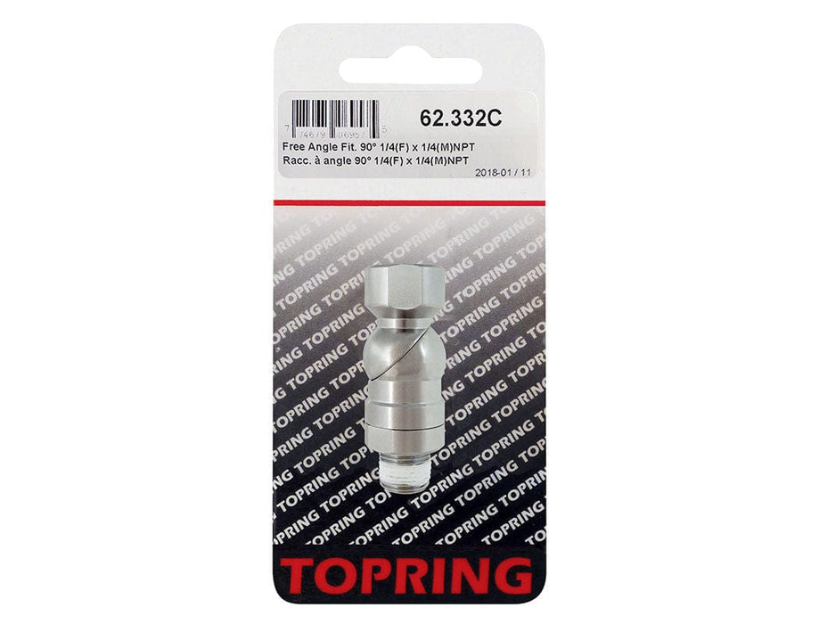 TOPRING Air Tool Accessories 62.332C : TOPRING 90° FREE ANGLE FITTING 1/4 (F) X 1/4 (M) NPT AIRPRO