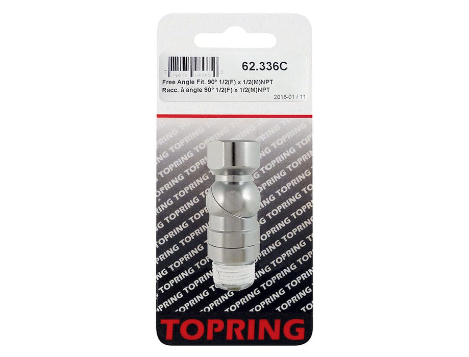 TOPRING Air Tool Accessories 62.336C : TOPRING 90° FREE ANGLE FITTING 1/2 (F) X 1/2 (M) NPT AIRPRO
