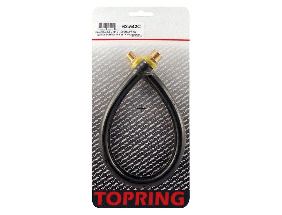 TOPRING Air Tool Accessories 62.542C : TOPRING HOSE WHIP 3/8 X 18" X 1/4 (F) (M) NPT TOPFLEX