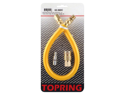 TOPRING Air Tool Accessories 62.560C : TOPRING HOSE WHIP KIT 18" + 1/4 INDUSTRIAL COUPLER + PLUG