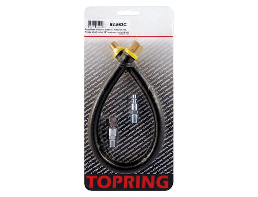 TOPRING Air Tool Accessories 62.563C : TOPRING HOSE WHIP KIT 18" + FREE ANGLE FITTING + PLUG 1/4 INDUSTRIAL