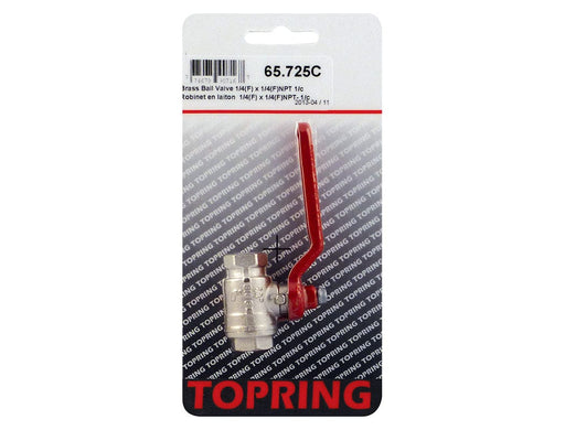 TOPRING Ball Valves 65.725C : TOPRING BRASS BALL VALVE FULL FLOW 1/4 (F) X 1/4 (F) NPT
