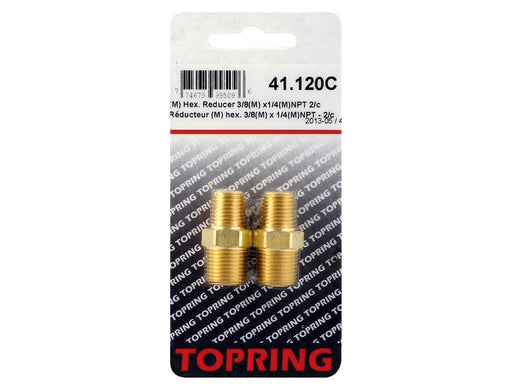 TOPRING Brass Fittings 41.120C : Topring HEXAGONAL REDUCER 3/8 (M) NPT X 1/4 (M) NPT 2PCS/C