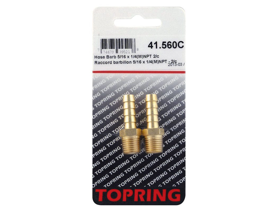 TOPRING Brass Fittings 41.560C : Topring HOSE BARB TO 5/16 X 1/4 (M) NPT 2PCS/C