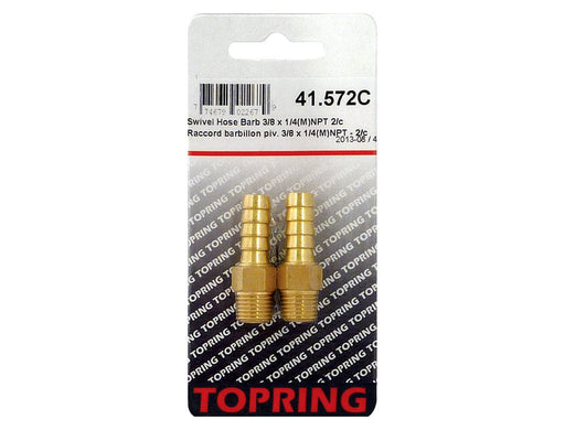 TOPRING Brass Fittings 41.572C : Topring SWIVEL HOSE BARB TO 3/8 X 1/4 (M) NPT 2PCS/C