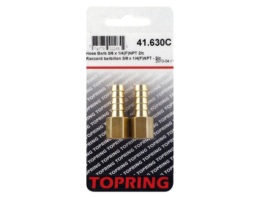 TOPRING Brass Fittings 41.630C : Topring HOSE BARB TO 3/8 X 1/4 (F) NPT 2PCS/C