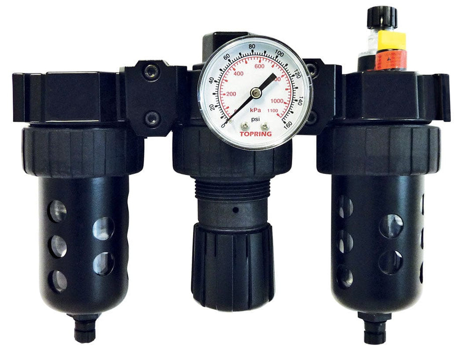TOPRING Filters, regulators and lubricators 52.515 : TOPRING FILTER + REGULATOR + LUBRICATOR 1/2 (5-250) MANUAL POLYCARBONATE HIFLO2