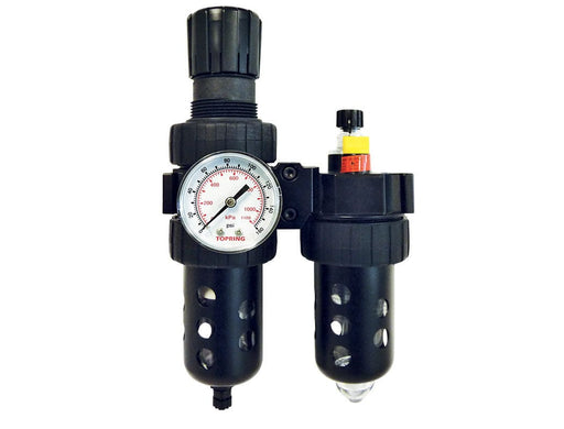 TOPRING Filters, regulators and lubricators 52.600 : TOPRING FILTER/REGULATOR + LUBRICATOR 1/4 (2-125) MANUAL POLYCARBONATE HIFLO2