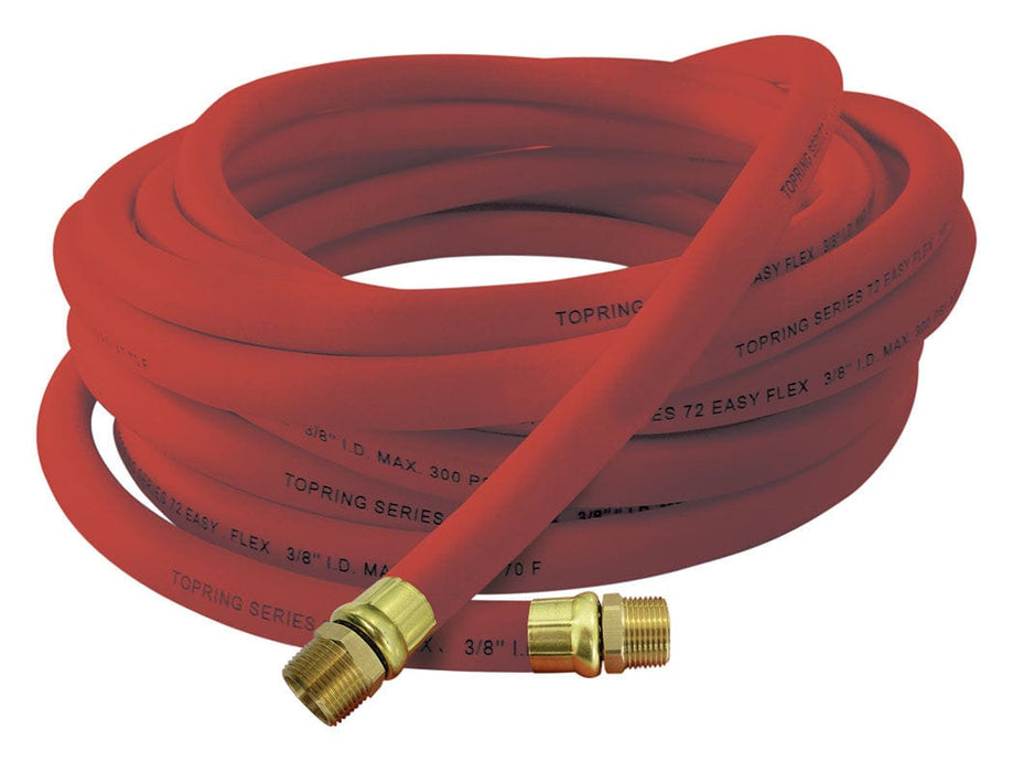 TOPRING Flexible Hoses 72.329 : Topring HOSE TECHNOPOLYMER 3/8 X 50' X 1/4 INDUSTRIAL CPLR/PLG (RED) EASYFLEX PREMIUM