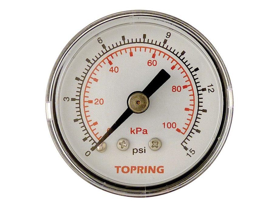 TOPRING PNEUMATIC AIR PRESSURE GAUGE 55.095 : TOPRING GAUGE 1-1/2" - 1/8 NPT CBM 0-15