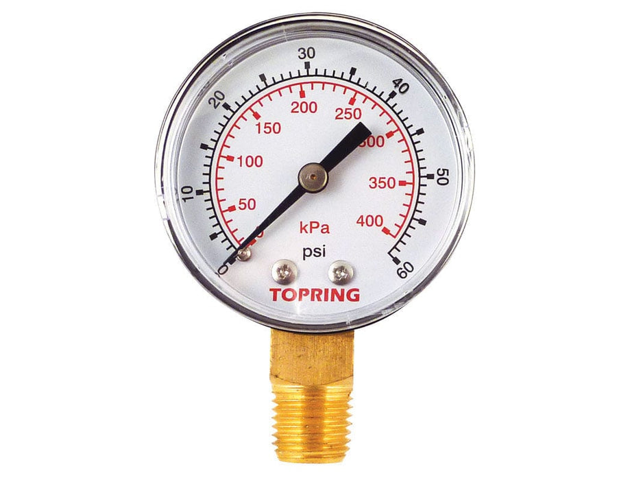 TOPRING PNEUMATIC AIR PRESSURE GAUGE 55.205 : TOPRING GAUGE 2" - 1/4 NPT LM 0-60