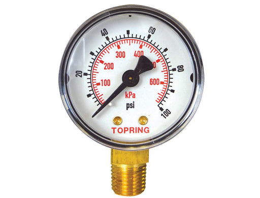 TOPRING PNEUMATIC AIR PRESSURE GAUGE 55.310 : TOPRING GAUGE 2-1/2" - 1/4 NPT LM 0-100