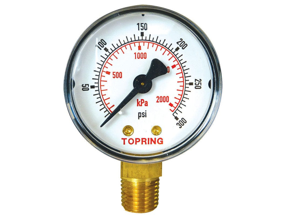 TOPRING PNEUMATIC AIR PRESSURE GAUGE 55.325 : TOPRING GAUGE 2-1/2" - 1/4 NPT LM 0-300