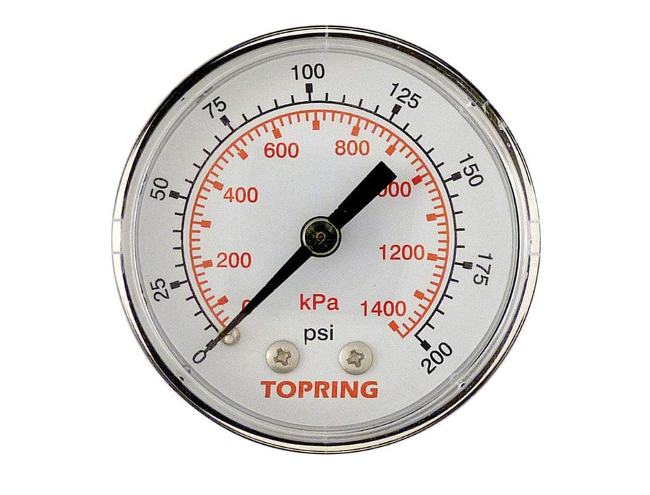 TOPRING PNEUMATIC AIR PRESSURE GAUGE 55.370 : TOPRING GAUGE 2" - 1/8 NPT CBM 0-200