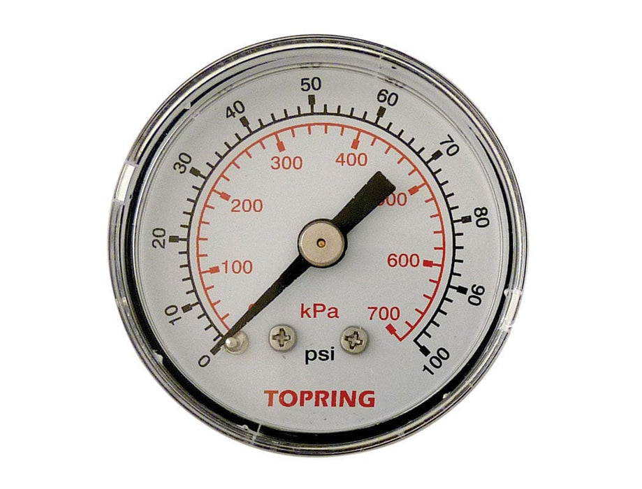 TOPRING PNEUMATIC AIR PRESSURE GAUGE 55.410 : TOPRING GAUGE 2" - 1/4 NPT CBM 0-100