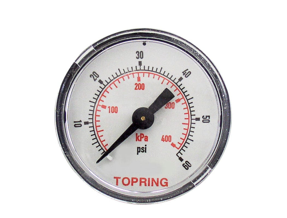 TOPRING PNEUMATIC AIR PRESSURE GAUGE 55.435 : TOPRING GAUGE 2-1/2" - 1/4 NPT CBM 0-60