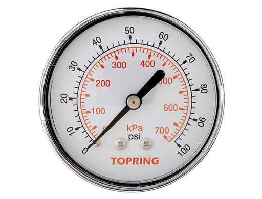 TOPRING PNEUMATIC AIR PRESSURE GAUGE 55.440 : TOPRING GAUGE 2-1/2" - 1/4 NPT CBM 0-100