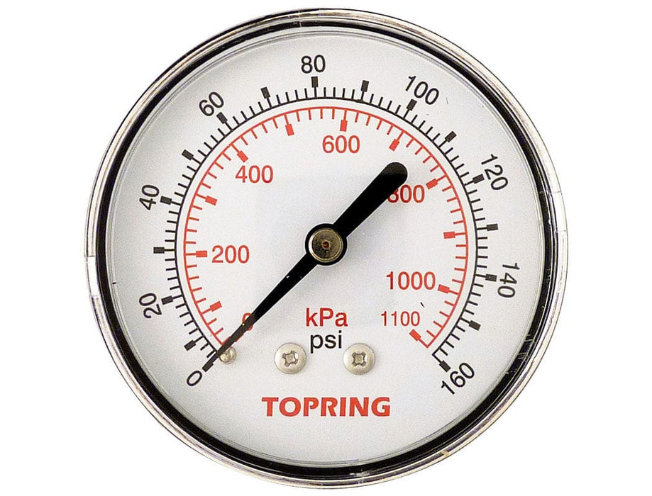 TOPRING PNEUMATIC AIR PRESSURE GAUGE 55.445 : TOPRING GAUGE 2-1/2" - 1/4 NPT CBM 0-160