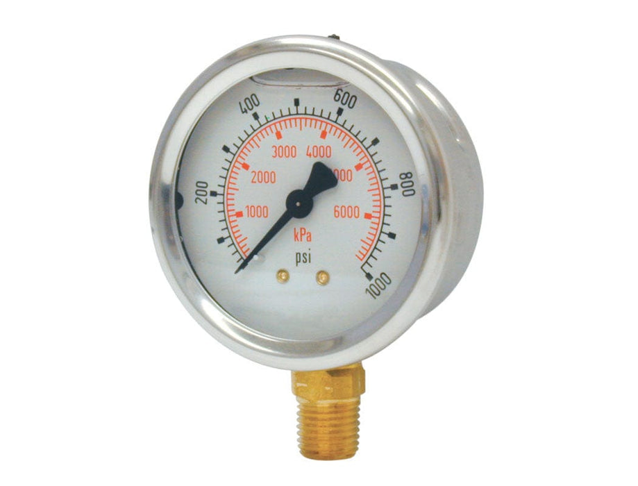 TOPRING PNEUMATIC AIR PRESSURE GAUGE 55.648 : TOPRING LIQUID GAUGE 2-1/2" - 1/4 NPT LM 0-1000 STAINLESS STEEL/BRASS