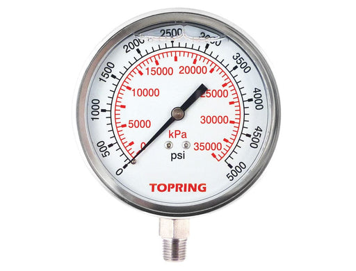 TOPRING PNEUMATIC AIR PRESSURE GAUGE 55.870 : TOPRING LIQUID GAUGE 2-1/2" - 1/4 NPT LM 0-5000 STAINLESS STEEL