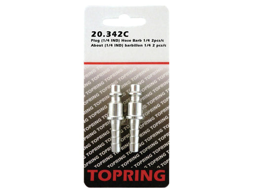 TOPRING Quick Couplers 20.342C : Topring Quick Couplers : PLUG (1/4 INDUSTRIAL) HOSE BARB 1/4 2PCS/C