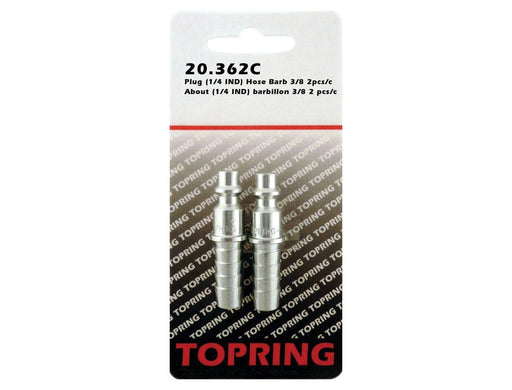 TOPRING Quick Couplers 20.362C : Topring Quick Couplers : PLUG (1/4 INDUSTRIAL) HOSE BARB 3/8 2PCS/C