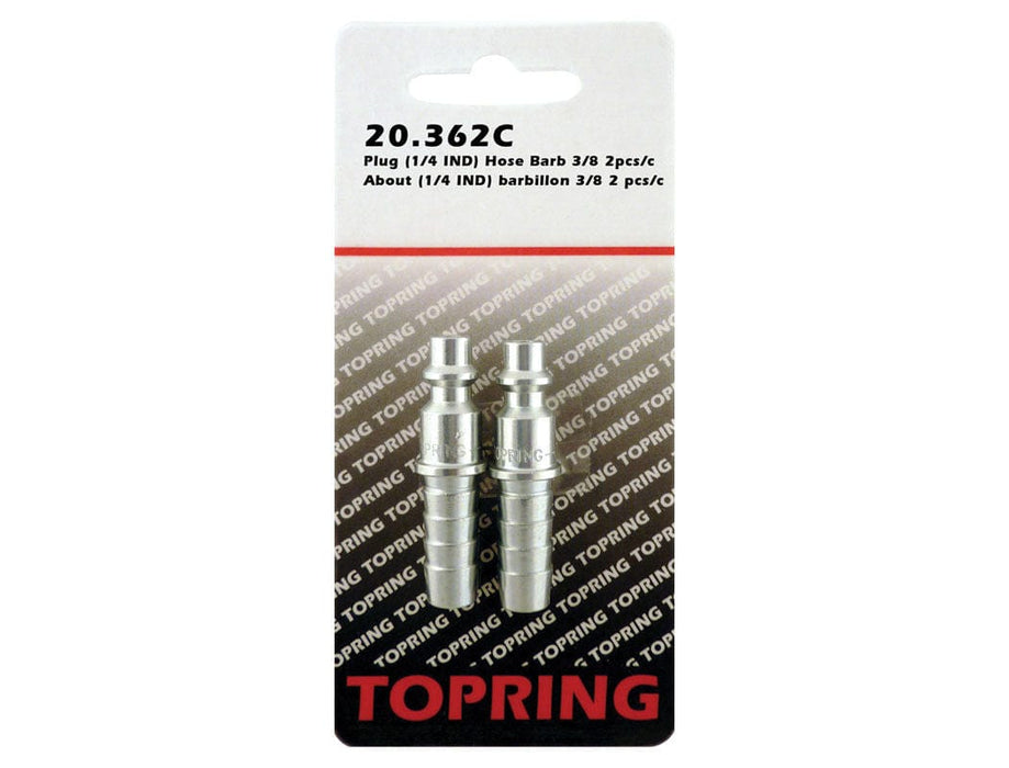 TOPRING Quick Couplers 20.362C : Topring Quick Couplers : PLUG (1/4 INDUSTRIAL) HOSE BARB 3/8 2PCS/C