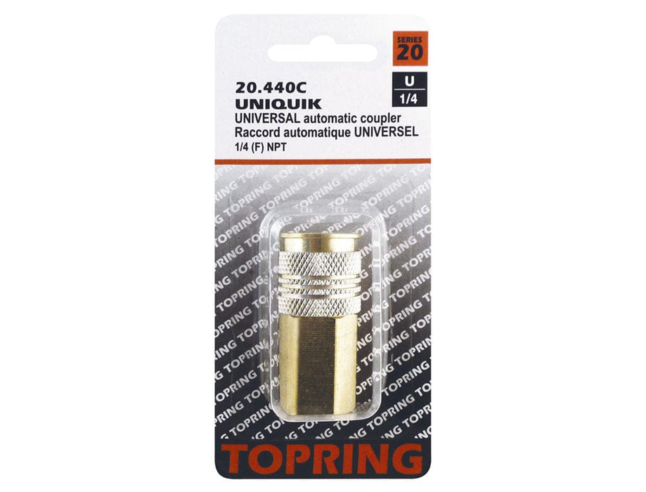 TOPRING Quick Couplers 20.440C : Topring Quick Couplers : COUPLER UNIQUIK (3 IN 1) 1/4 (F) NPT (AUTOMATIC)