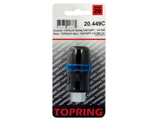 TOPRING Quick Couplers 20.449C : Topring Quick Couplers : COUPLER TOPQUIK SAFETY (1/4 INDUSTRIAL) 1/4 (F) NPT (AUTOMATIC)