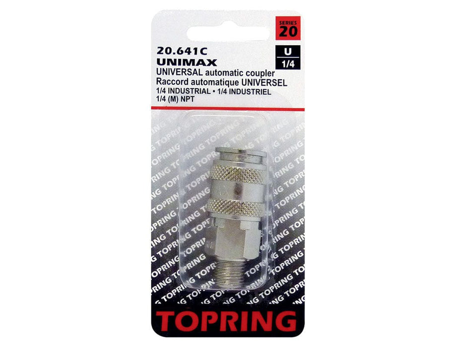 TOPRING Quick Couplers 20.641C : Topring Quick Couplers : COUPLER UNIMAX (5 IN 1) 1/4 (M) NPT (AUTOMATIC)
