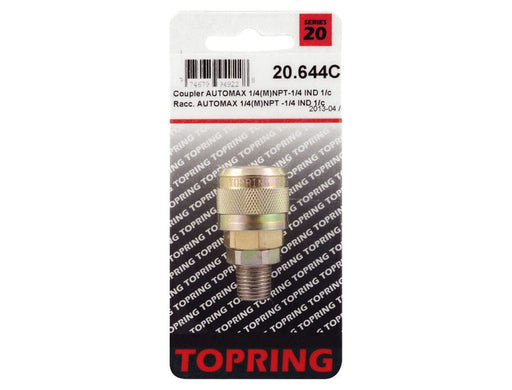 TOPRING Quick Couplers 20.644C : Topring Quick Couplers : COUPLER AUTOMAX (1/4 INDUSTRIAL) 1/4 (M) NPT (AUTOMATIC)