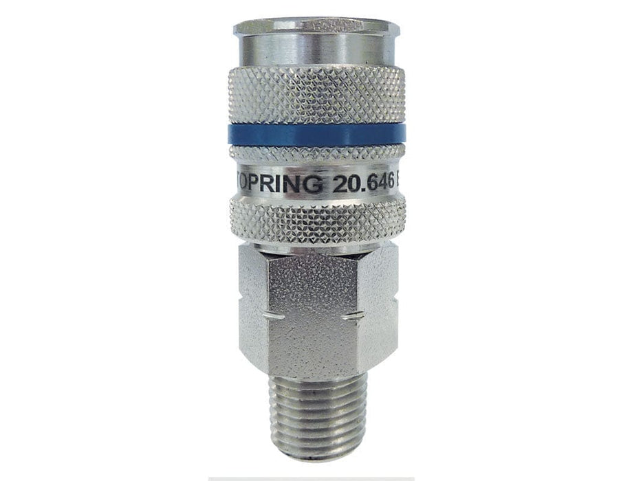 TOPRING Quick Couplers 20.646 : Topring Quick Couplers : COUPLER QUIKSILVER (1/4 INDUSTRIAL) 1/4 (M) NPT (AUTOMATIC)