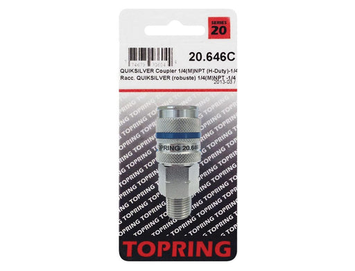 TOPRING Quick Couplers 20.646C : Topring Quick Couplers : COUPLER QUIKSILVER (1/4 INDUSTRIAL) 1/4 (M) NPT (AUTOMATIC)