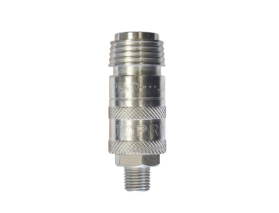 TOPRING Quick Couplers 20.648.02 : Topring Quick Couplers : COUPLER UNISAFE SAFETY (5 IN 1) 1/4 (M) NPT (AUTOMATIC) 2/CSE
(PACK OF 2 PCS.)
