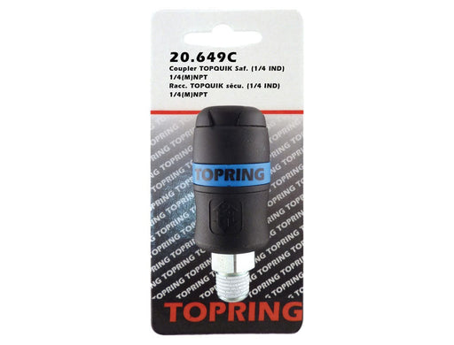 TOPRING Quick Couplers 20.649C : Topring Quick Couplers : COUPLER TOPQUIK SAFETY (1/4 INDUSTRIAL) 1/4 (M) NPT (AUTOMATIC)