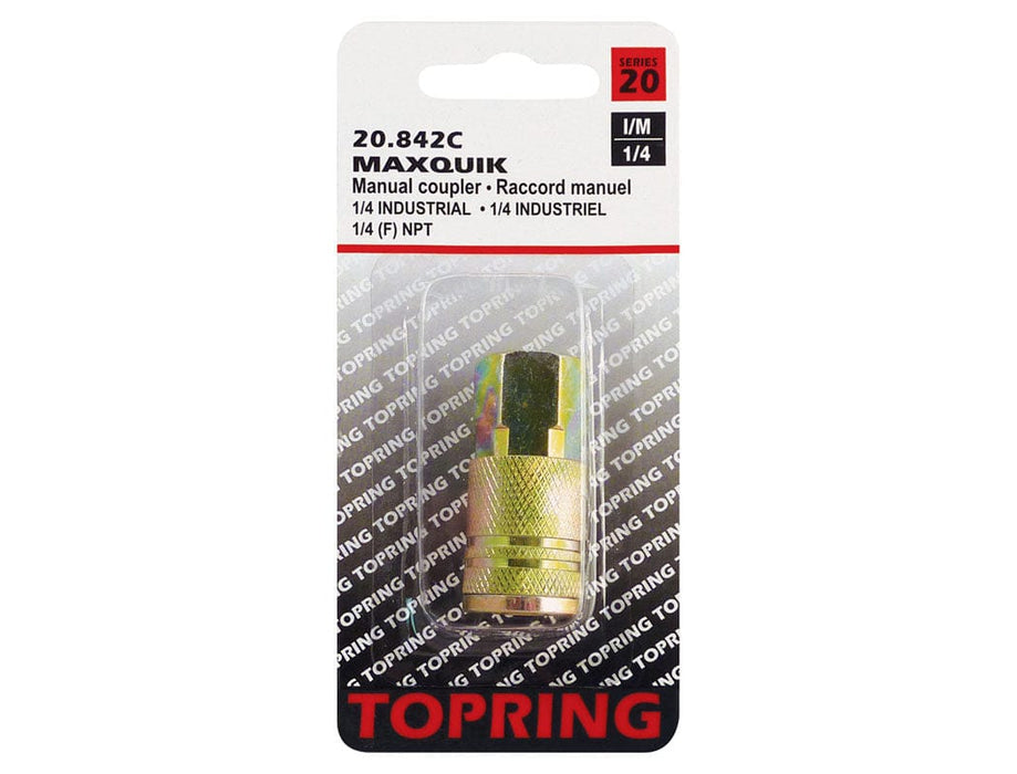 TOPRING Quick Couplers 20.842C : Topring Quick Couplers : COUPLER MAXQUIK (1/4 INDUSTRIAL) 1/4 (F) NPT (MANUAL)