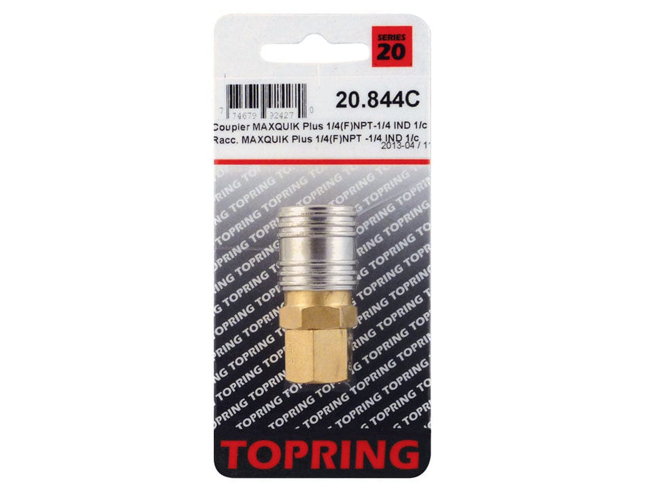 TOPRING Quick Couplers 20.844C : Topring Quick Couplers : COUPLER MAXQUIK PLUS (1/4 INDUSTRIAL) 1/4 (F) NPT (MANUAL)