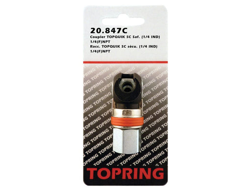 TOPRING Quick Couplers 20.847C : Topring Quick Couplers : COUPLER TOPQUIK SC SAFETY (1/4 INDUSTRIAL) 1/4 (F) NPT (MANUAL)