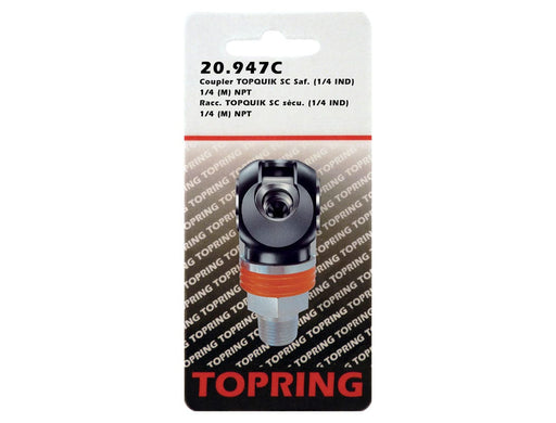 TOPRING Quick Couplers 20.947C : Topring Quick Couplers : COUPLER TOPQUIK SC SAFETY (1/4 INDUSTRIAL) 1/4 (M) NPT (MANUAL)