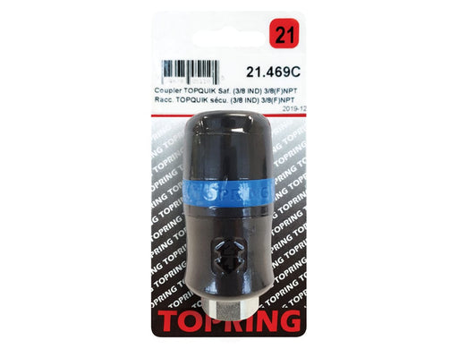 TOPRING Quick Couplers 21.469C : Topring Quick Couplers : COUPLER TOPQUIK SAFETY (3/8 INDUSTRIAL) 3/8 (F) NPT (AUTOMATIC)