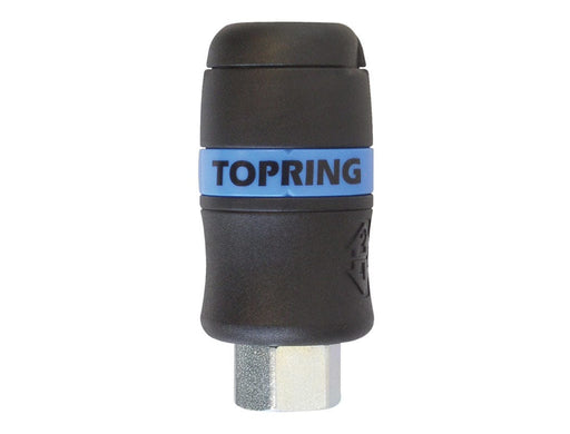 TOPRING Quick Couplers 21.489 : Topring Quick Couplers : COUPLER TOPQUIK SAFETY (3/8 INDUSTRIAL) 1/2 (F) NPT (AUTOMATIC)