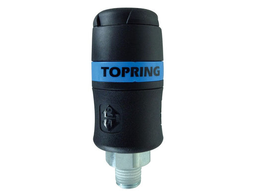 TOPRING Quick Couplers 21.649 : Topring Quick Couplers : COUPLER TOPQUIK SAFETY (3/8 INDUSTRIAL) 1/4 (M) NPT (AUTOMATIC)